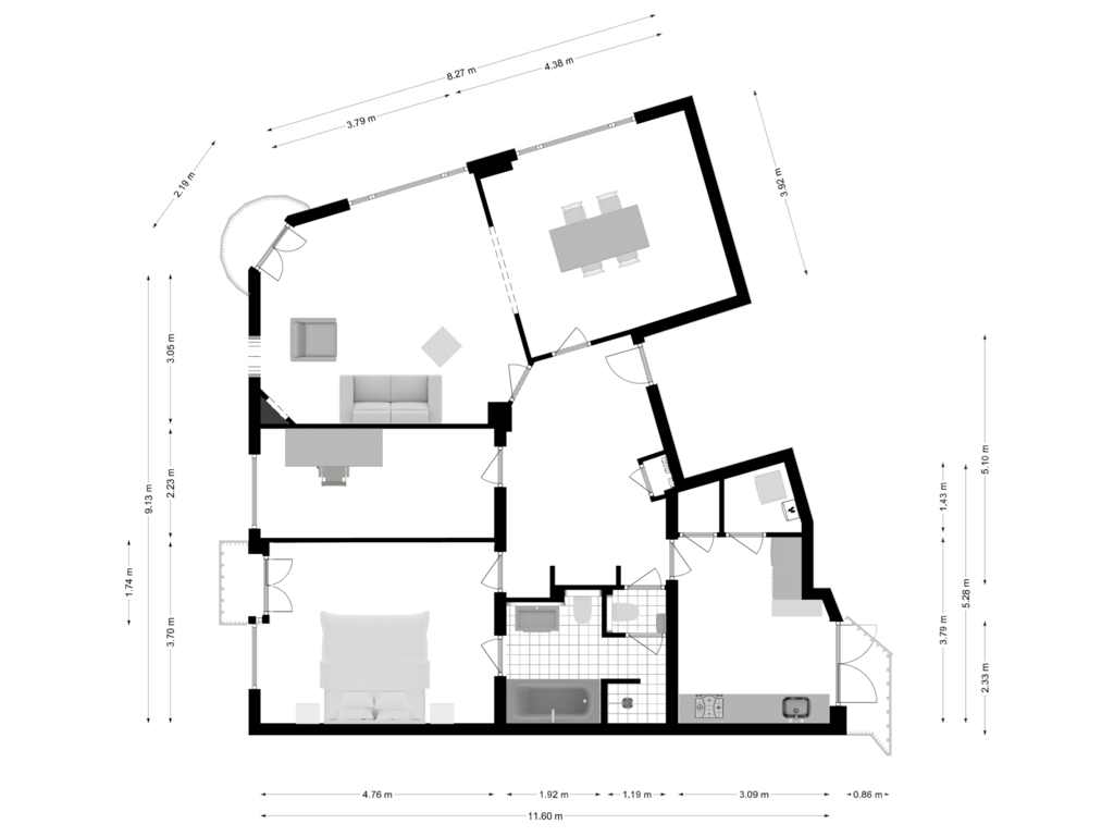 View floorplan of Appartement of President Kennedylaan 2-3