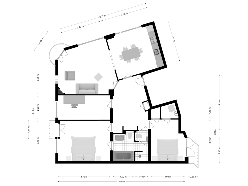 View floorplan of Appartement - Alternatief of President Kennedylaan 2-3