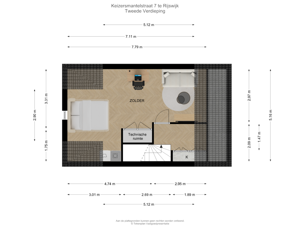 Bekijk plattegrond van Tweede Verdieping van Keizersmantelstraat 7