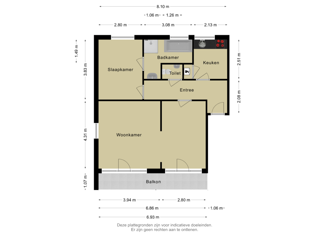 View floorplan of Appartement of Jeroen Boschlaan 253