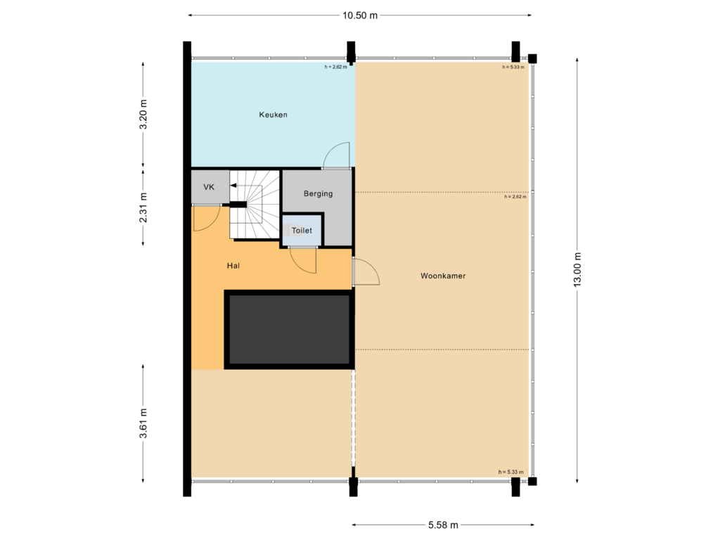 View floorplan of Begane grond of Middenweg 172-G