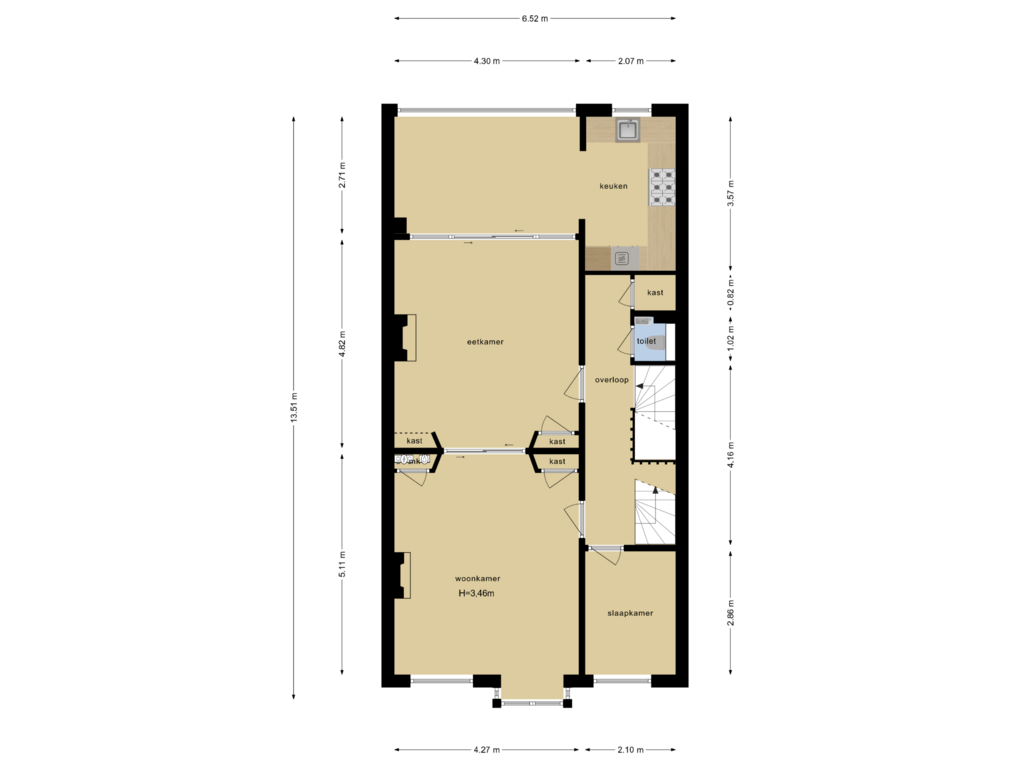 Bekijk plattegrond van Eerste Verdieping van Nieuweweg 14-A