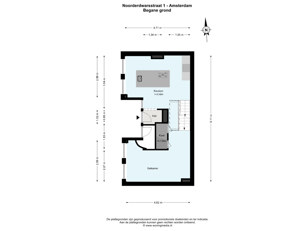 View floorplan of Begane grond of Noorderdwarsstraat 1