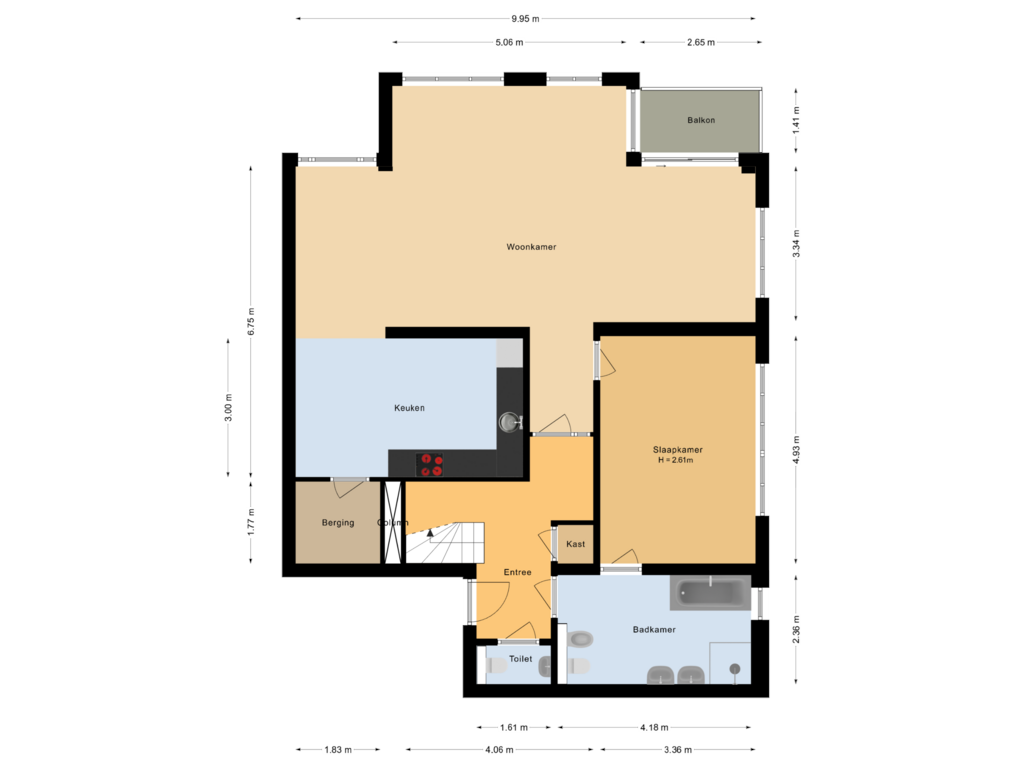 Bekijk plattegrond van Tweede verdieping van Maasdijk 66-D