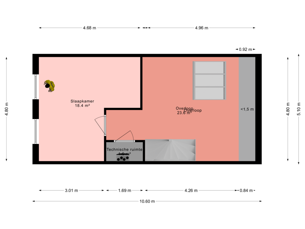 Bekijk plattegrond van Tweede etage van Laura Wernet-Paskelhof 15