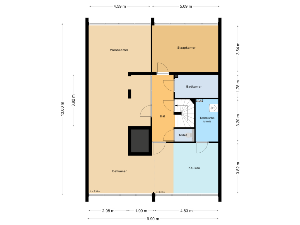 Bekijk plattegrond van Begane grond van Middenweg 172-B