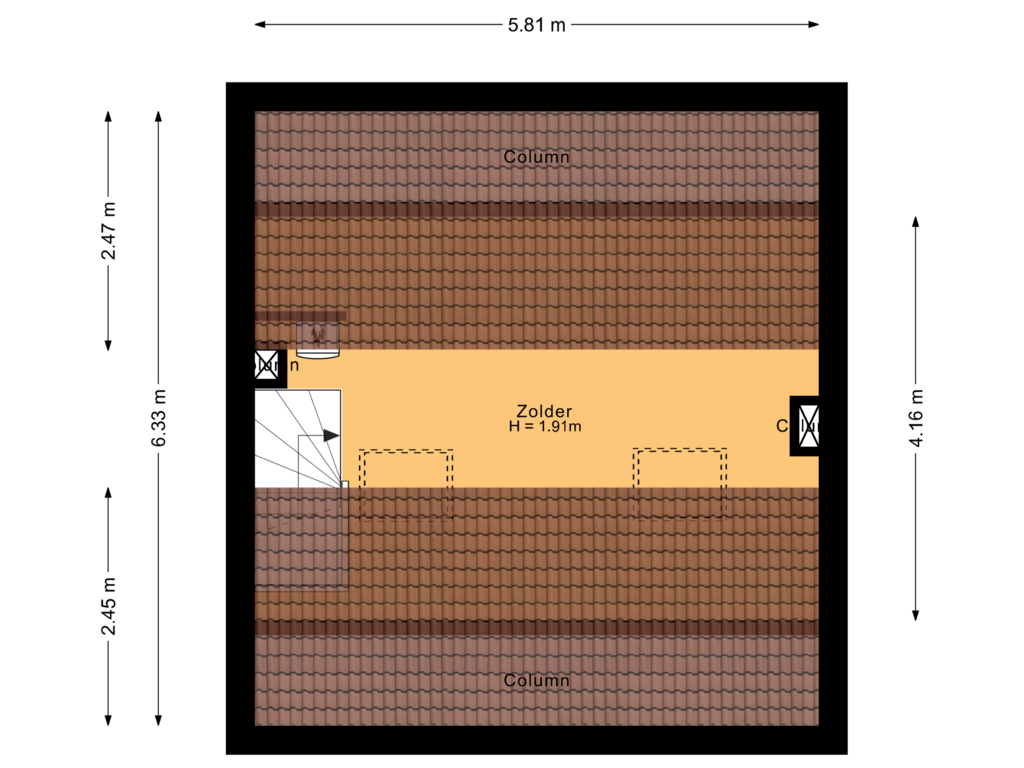 View floorplan of Zolder of Pastoor Grimmeltstraat 25