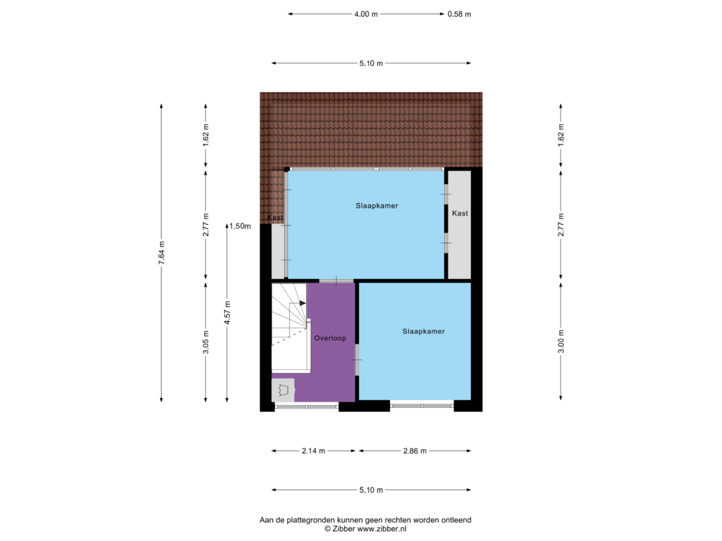 View floorplan of Tweede verdieping of Aagje Dekenstraat 3