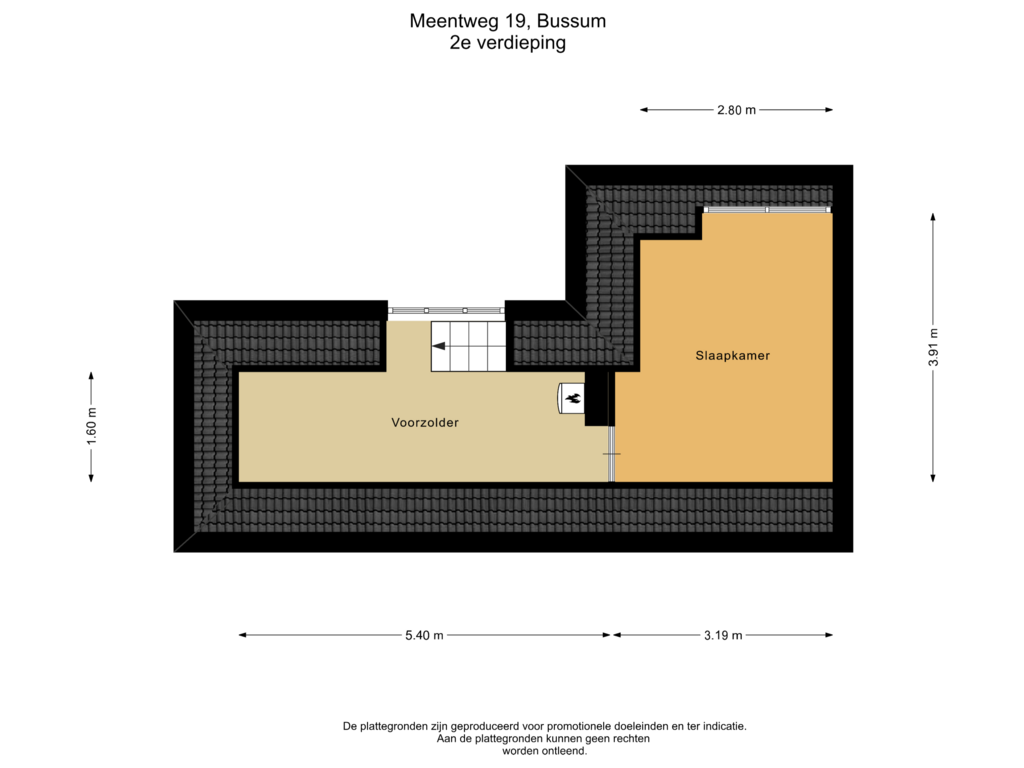 Bekijk plattegrond van 2e verdieping van Meentweg 19