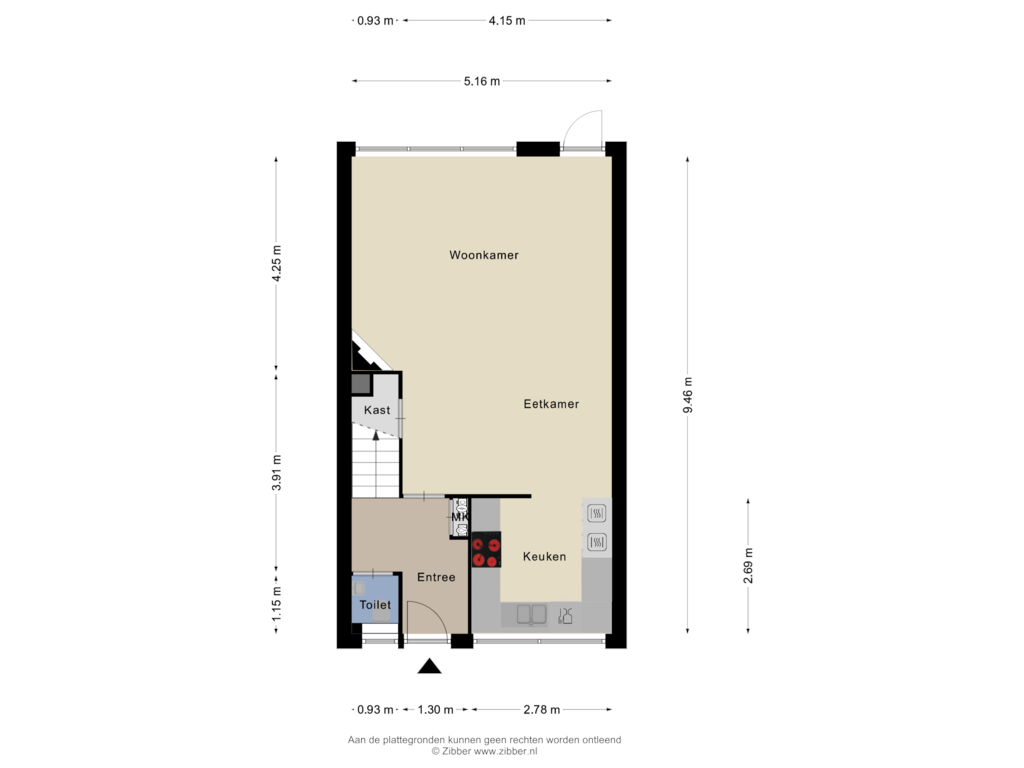 Bekijk plattegrond van Begane grond van Van Brerostraat 81