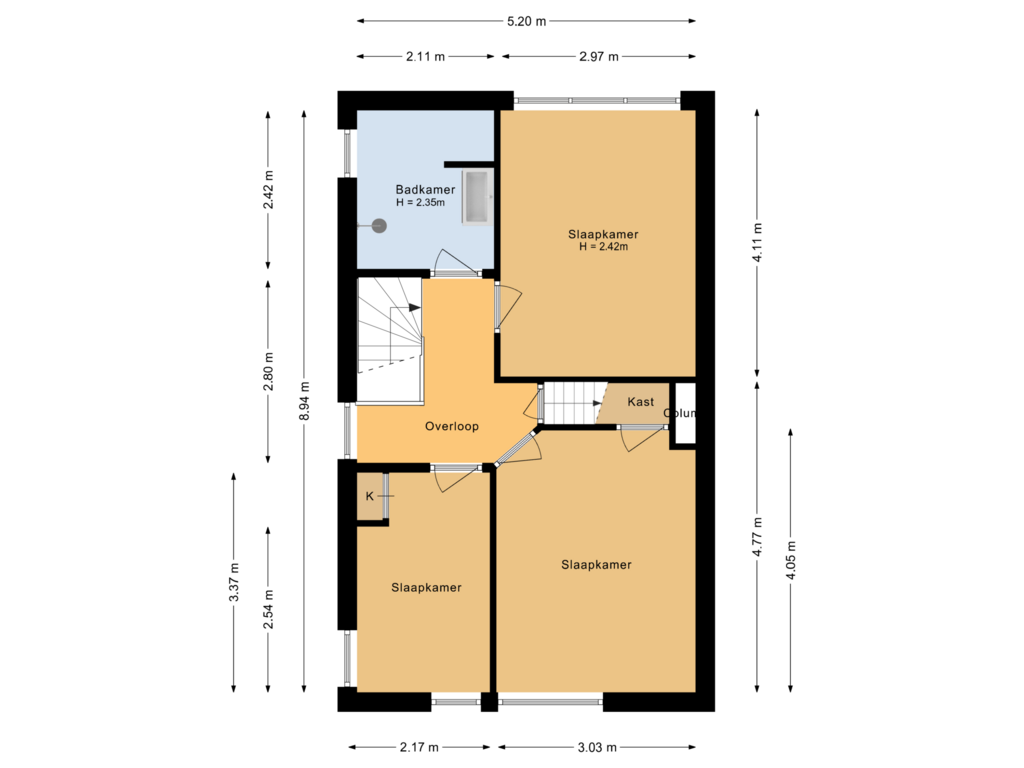 View floorplan of Eerste verdieping of Golfweg 21