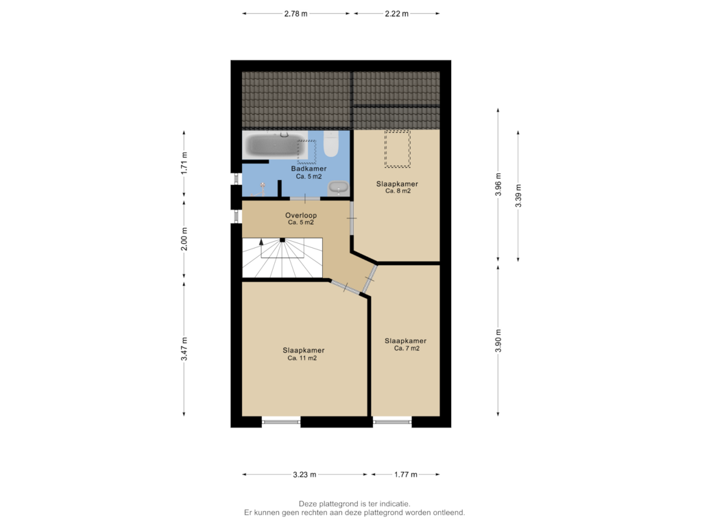 View floorplan of Eerste verdieping of Korenstraat 78