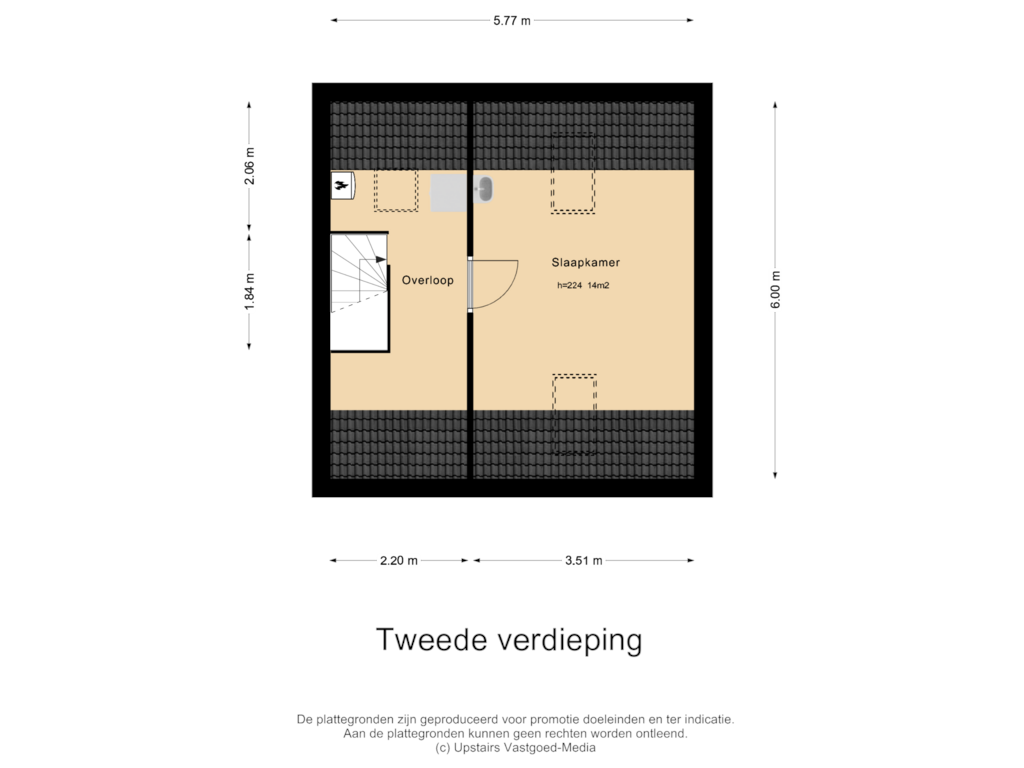 View floorplan of Tweede verdieping of Rietmeent 50