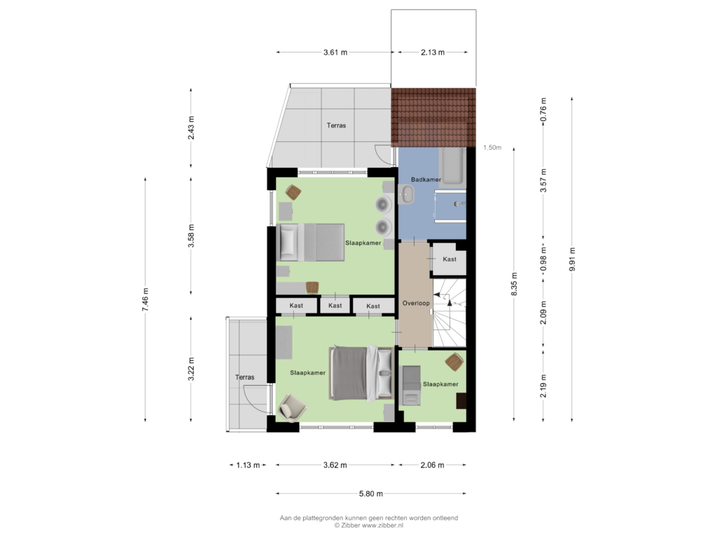 Bekijk plattegrond van Eerste Verdieping van Dorpsstraat 107