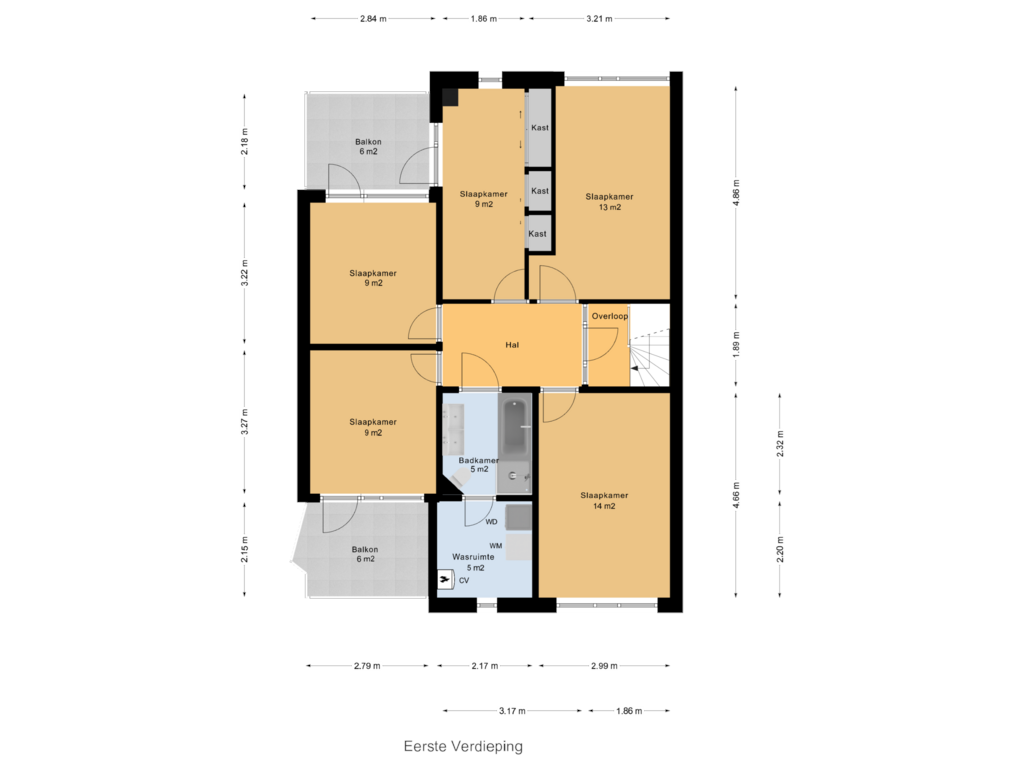 View floorplan of Eerste Verdieping of Reeuwijkpolderplantsoen 5