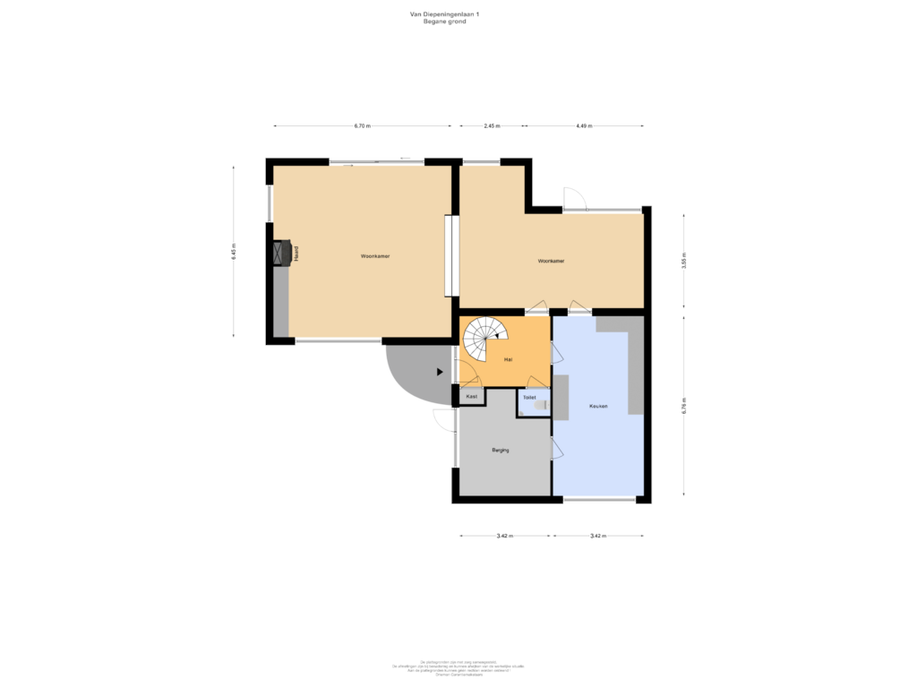 View floorplan of Begane grond of Van Diepeningenlaan 1