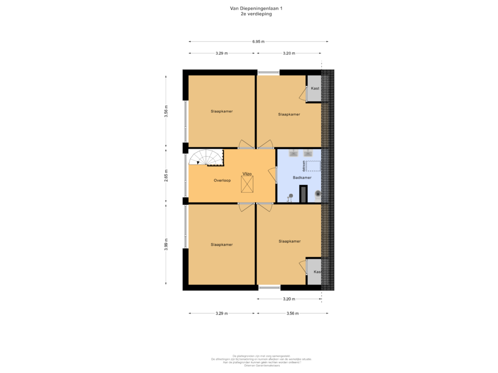 View floorplan of 2e verdieping of Van Diepeningenlaan 1