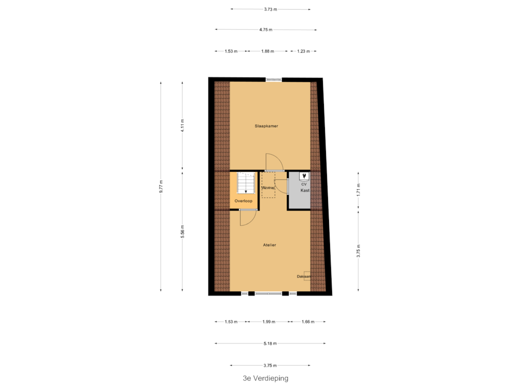 Bekijk plattegrond van 3e Verdieping van Dijk 84