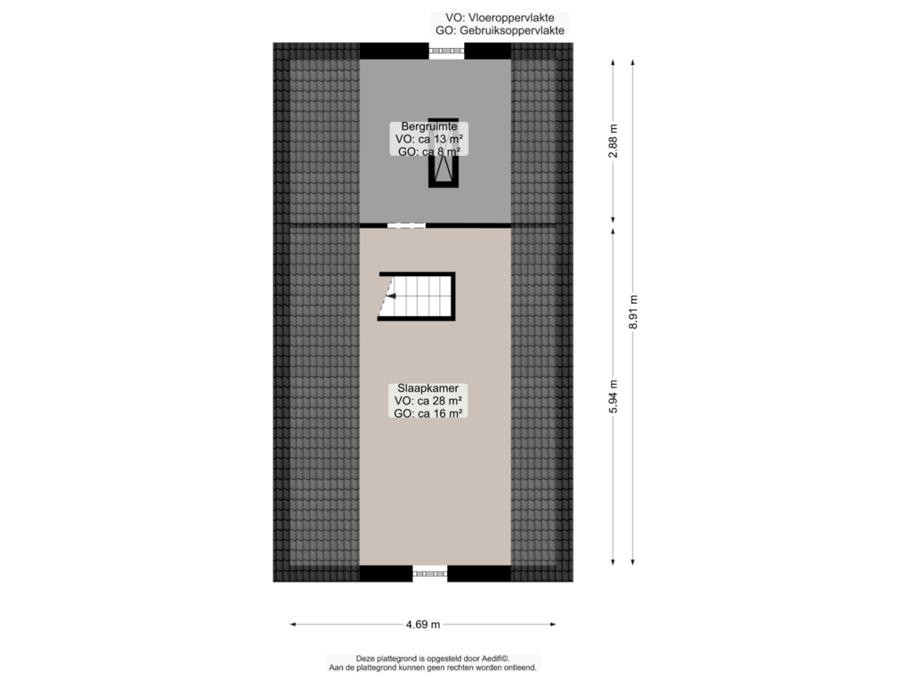 View floorplan of Tweede verdieping of Houwerdastraat 15