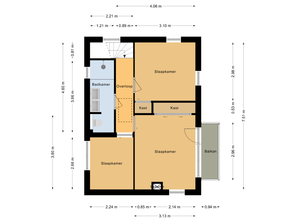 View floorplan of Eerste verdieping of Prinses Beatrixlaan 16