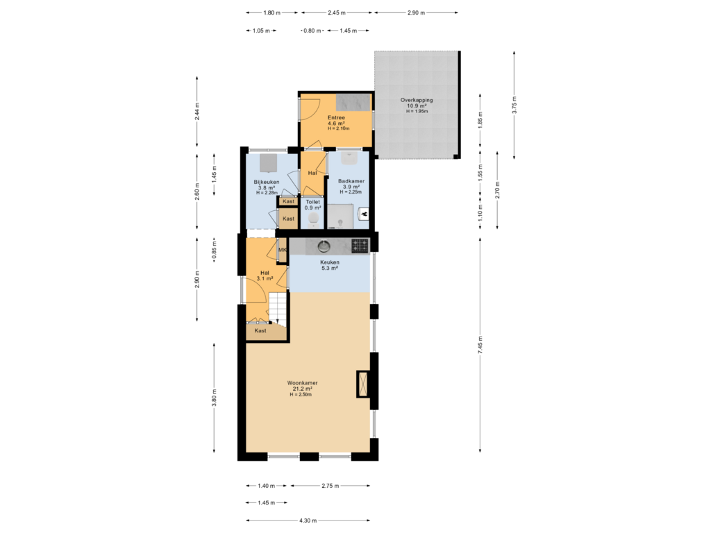 Bekijk plattegrond van Begane grond van Foarwei 239