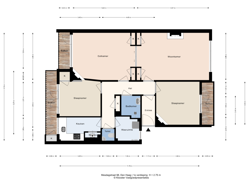 Bekijk plattegrond van 1e verdieping van Mesdagstraat 98