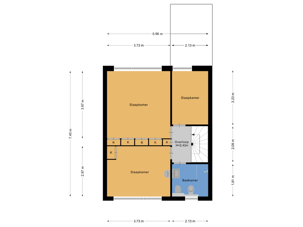 Bekijk plattegrond van Eerste verdieping van Spanker 17