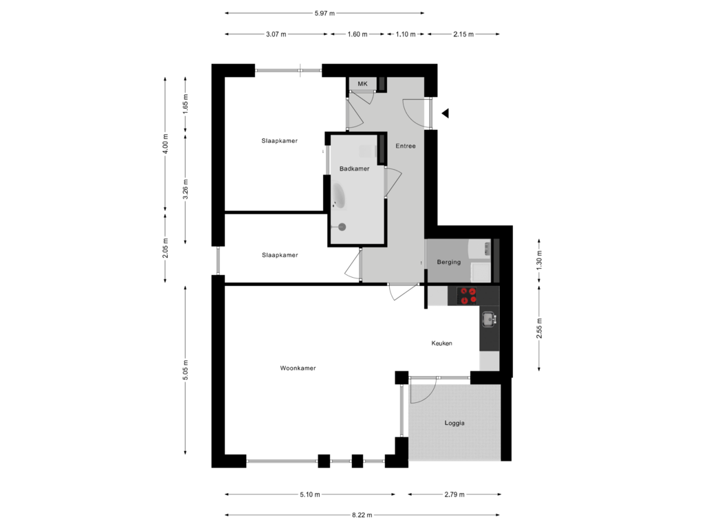 Bekijk plattegrond van 1e Verdieping van Kerkstraat 70-A