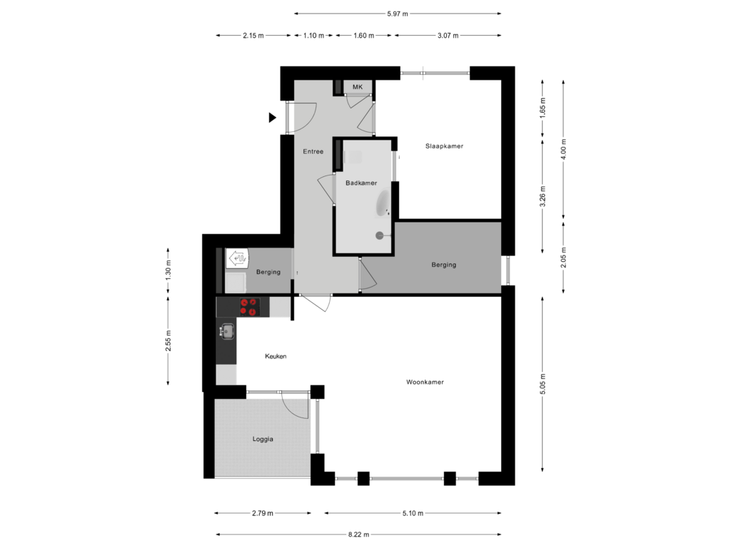 Bekijk plattegrond van 1e Verdieping van Kerkstraat 70