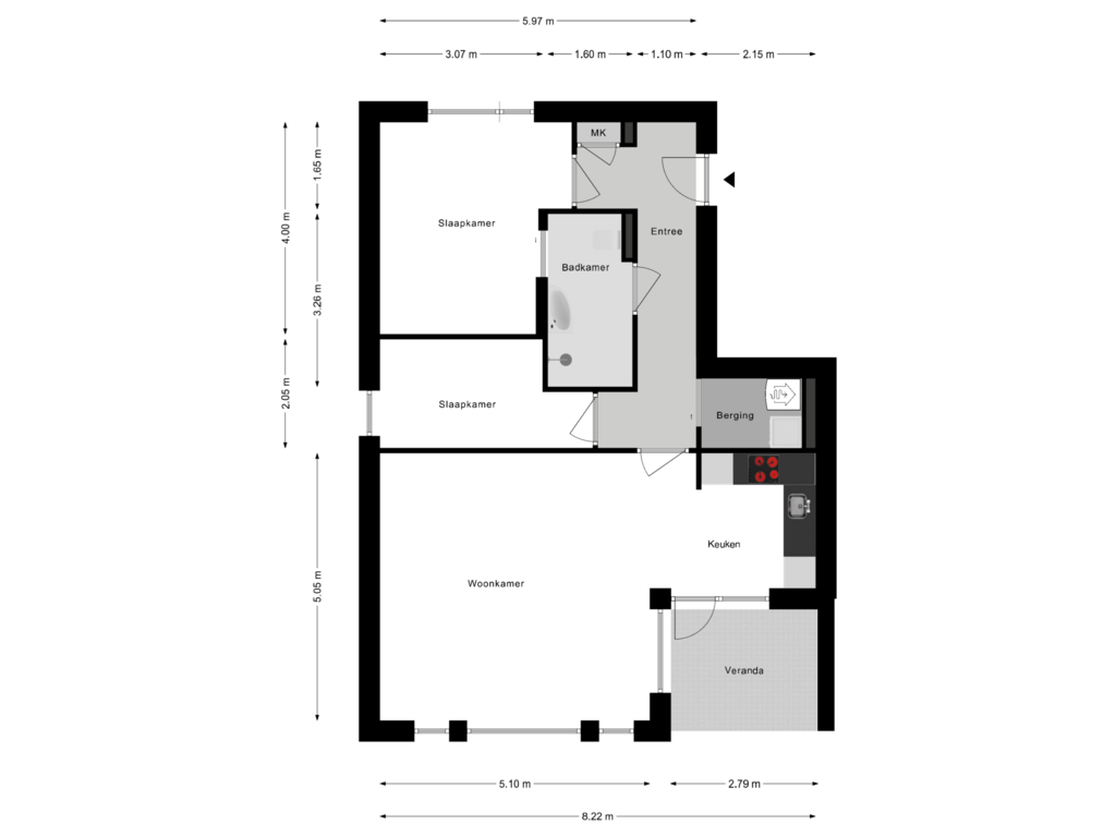 View floorplan of Begane Grond of Kerkstraat 68-A