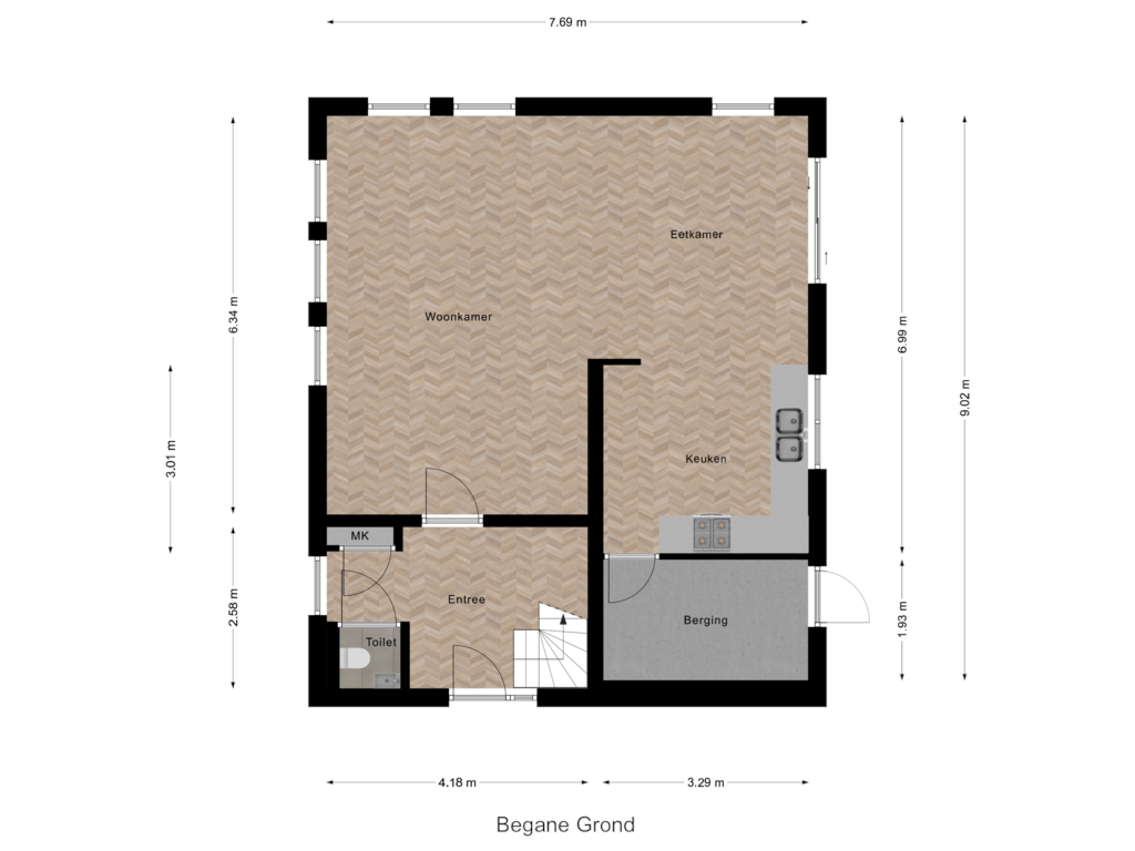 Bekijk plattegrond van Begane Grond van Stern 24