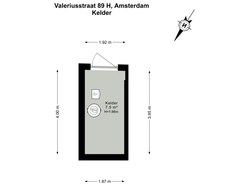 View floorplan of Kelder of Valeriusstraat 89-H