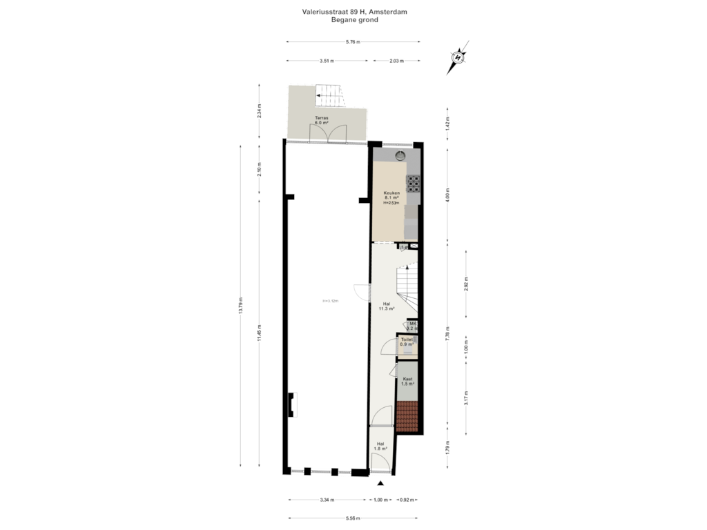 View floorplan of Begane grond of Valeriusstraat 89-H