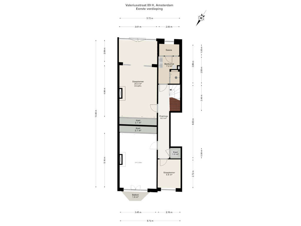 View floorplan of Eerste verdieping of Valeriusstraat 89-H