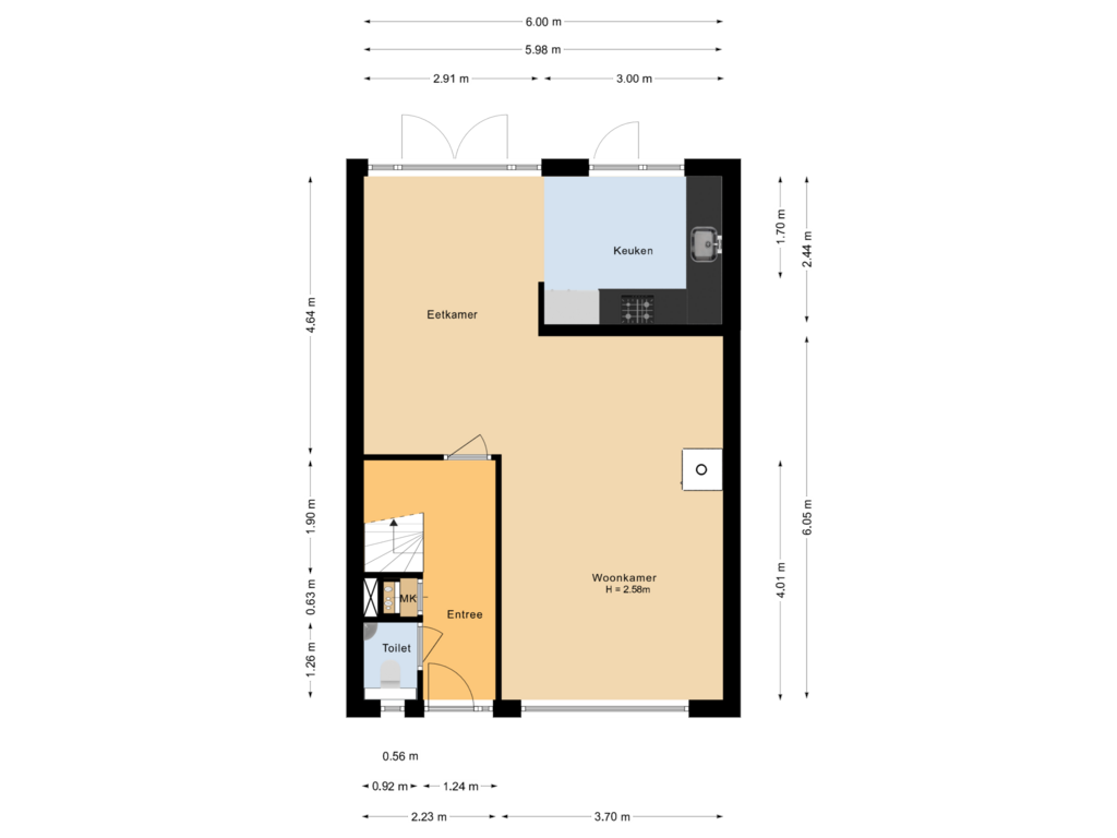 Bekijk plattegrond van Begane grond van Frans Halsstraat 74