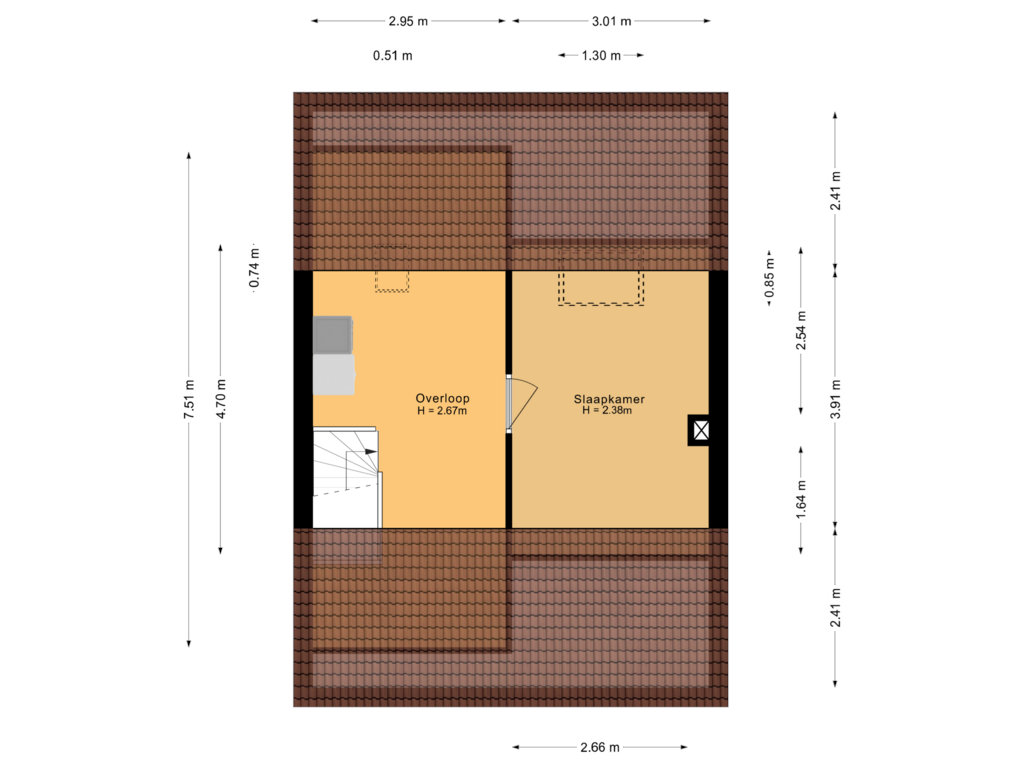 Bekijk plattegrond van Tweede verdieping van Frans Halsstraat 74