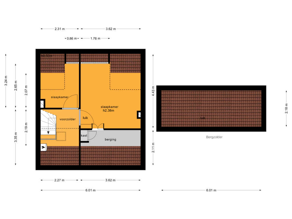 Bekijk plattegrond van Zolder van Brederodelaan 34