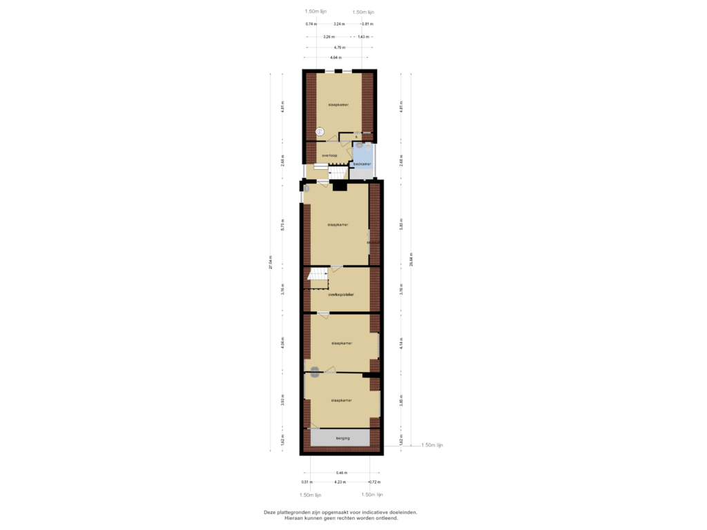 View floorplan of 1e verdieping of Buntweg 7