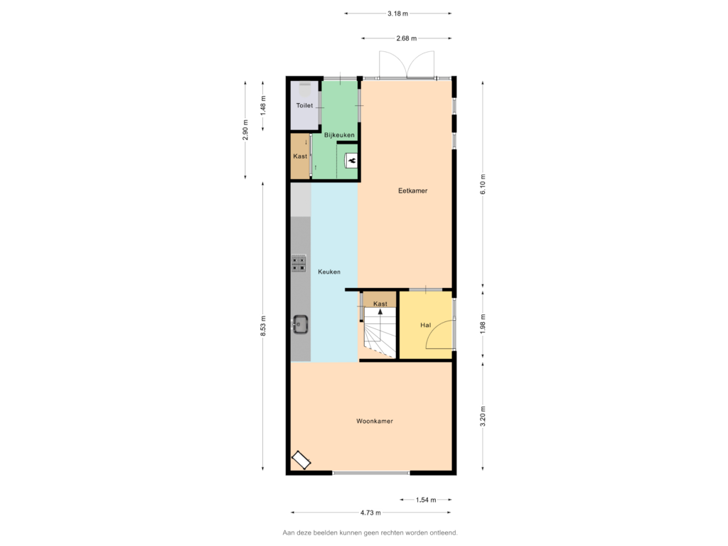 Bekijk plattegrond van B&B begane grond van Smeetsweg 10