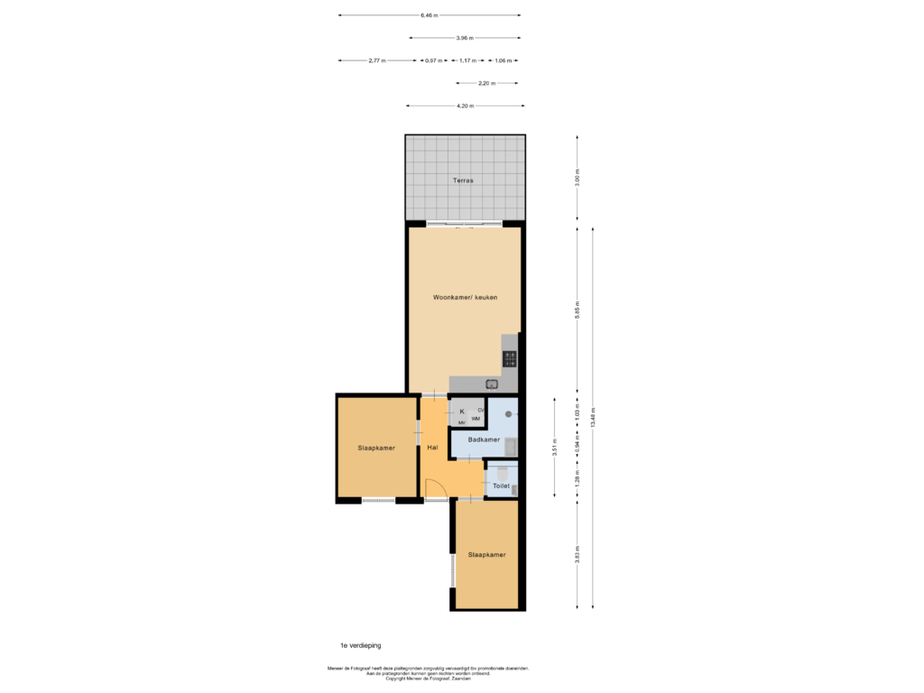 View floorplan of 1e verdieping of Westzijde 9-D