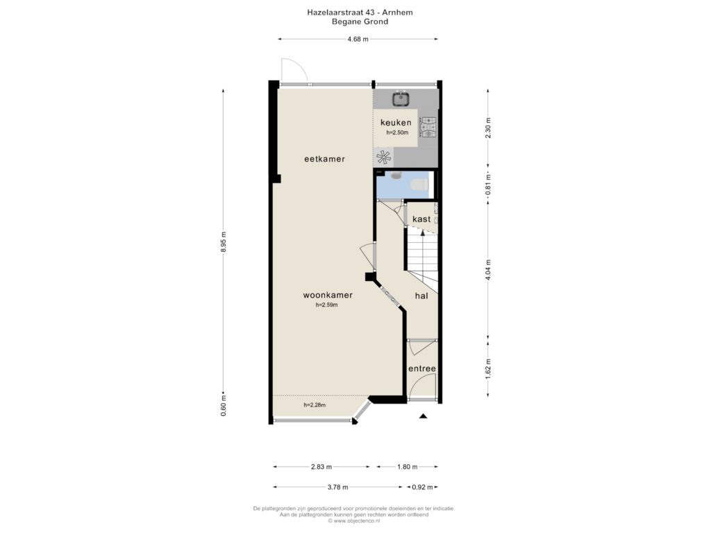 Bekijk plattegrond van BEGANE GROND van Hazelaarstraat 43