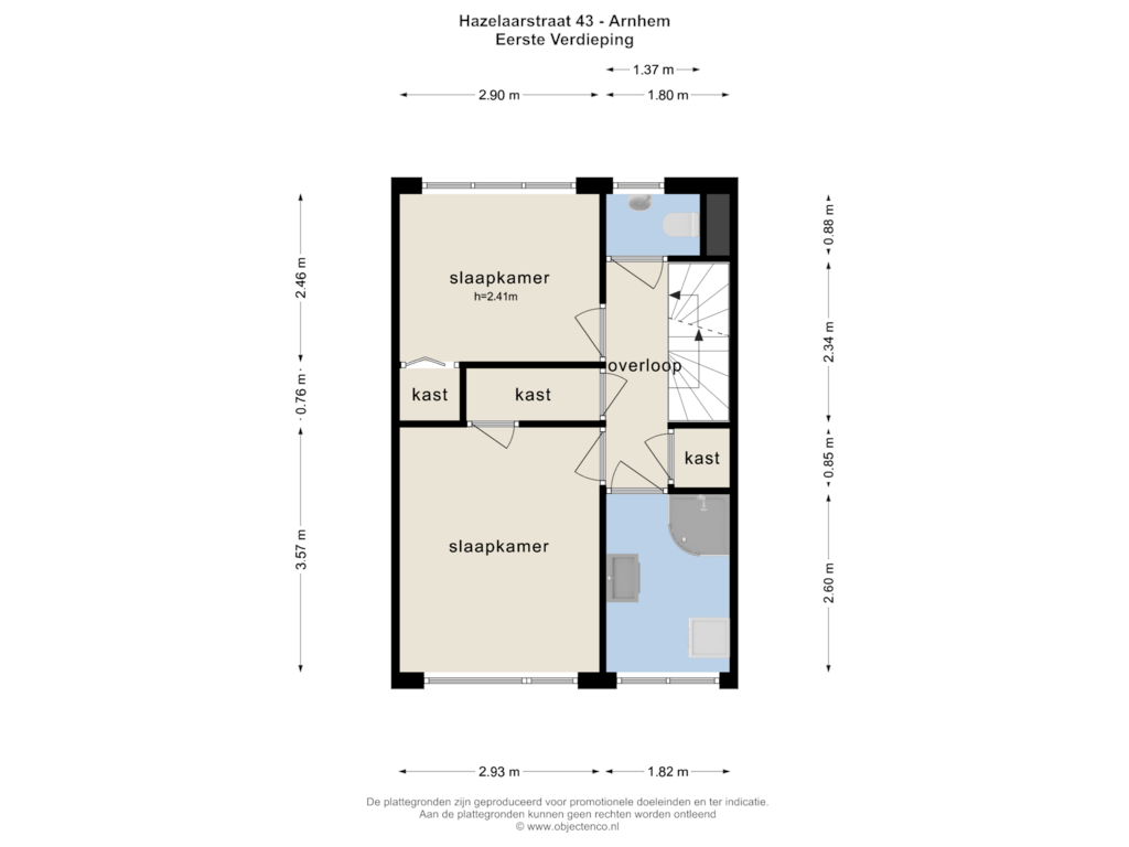 Bekijk plattegrond van EERSTE VERDIEPING van Hazelaarstraat 43