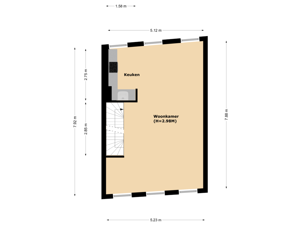 Bekijk plattegrond van Floor 1 van Kerkstraat 77-BS