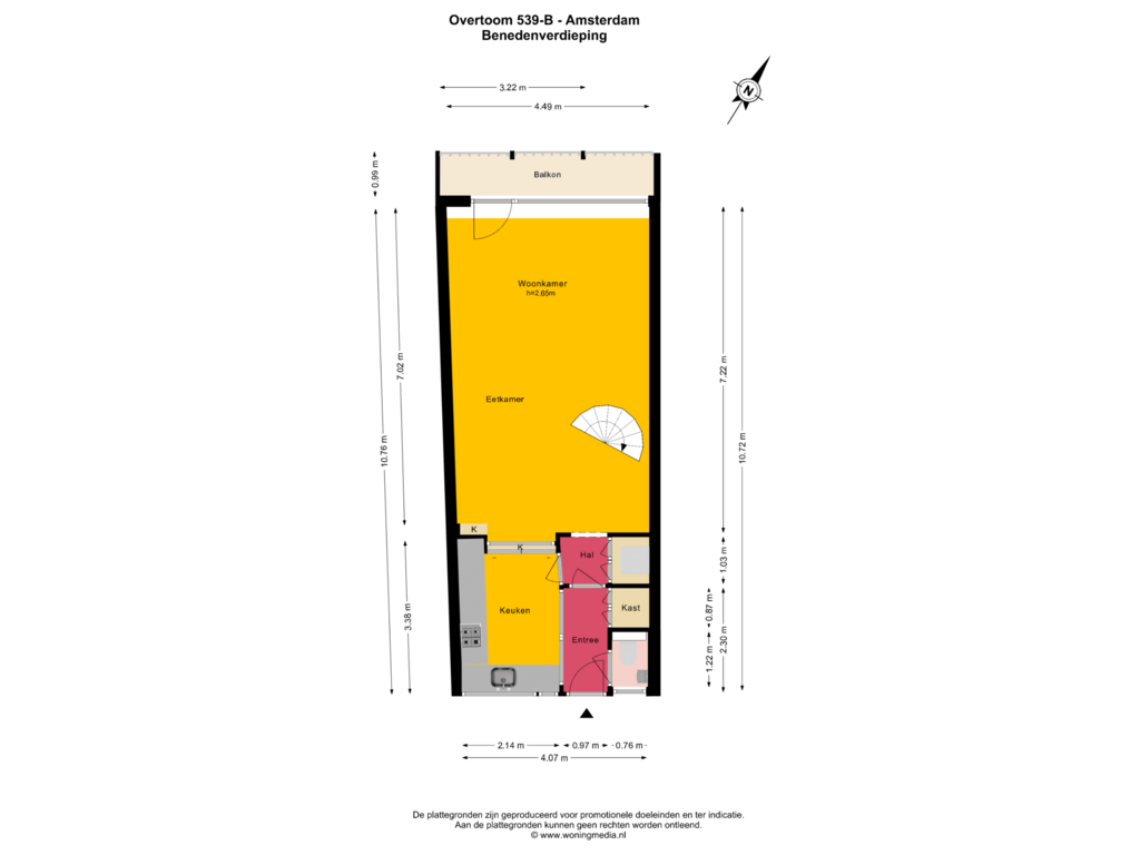 View floorplan of Benedenverdieping of Overtoom 539-B