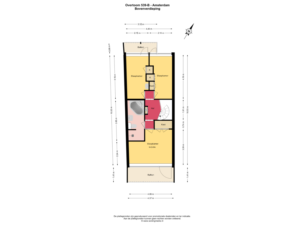 View floorplan of Bovenverdieping of Overtoom 539-B