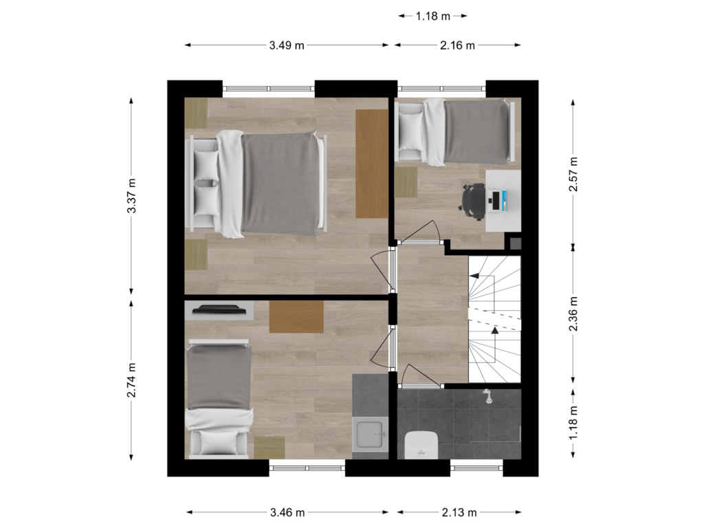 View floorplan of Eerste verdieping of Predikherenlaan 76