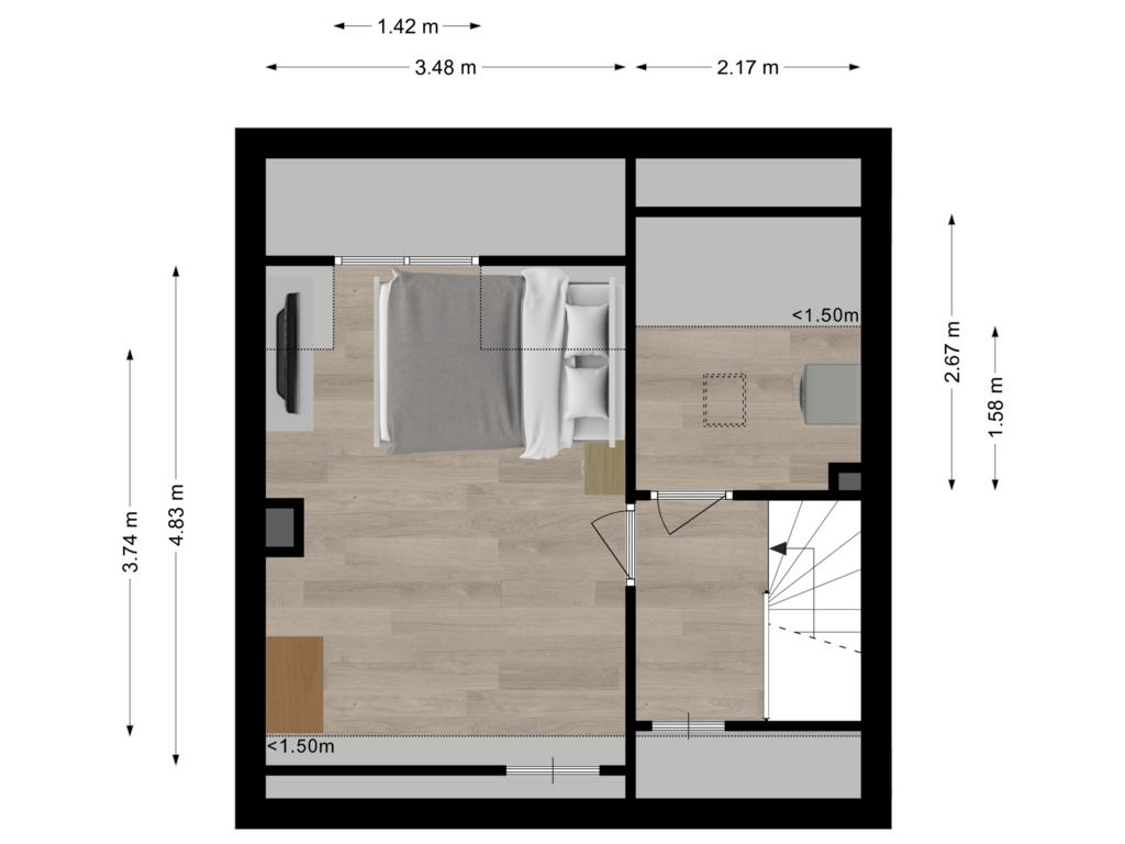 View floorplan of Tweede verdieping of Predikherenlaan 76