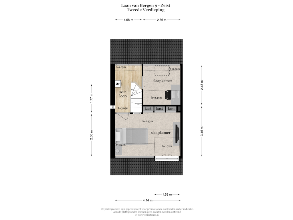 Bekijk plattegrond van TWEEDE VERDIEPING van Laan van Bergen 9