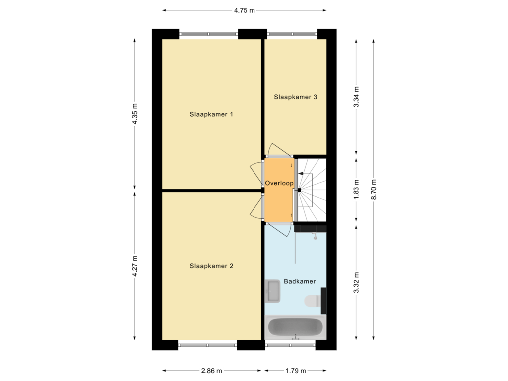 Bekijk plattegrond van Eerste Verdieping van Merimondstraat 13