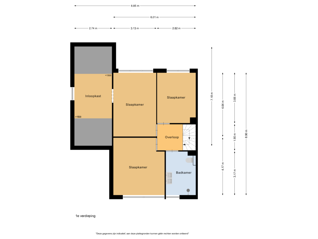 Bekijk plattegrond van 1e verdieping van Weverakker 1